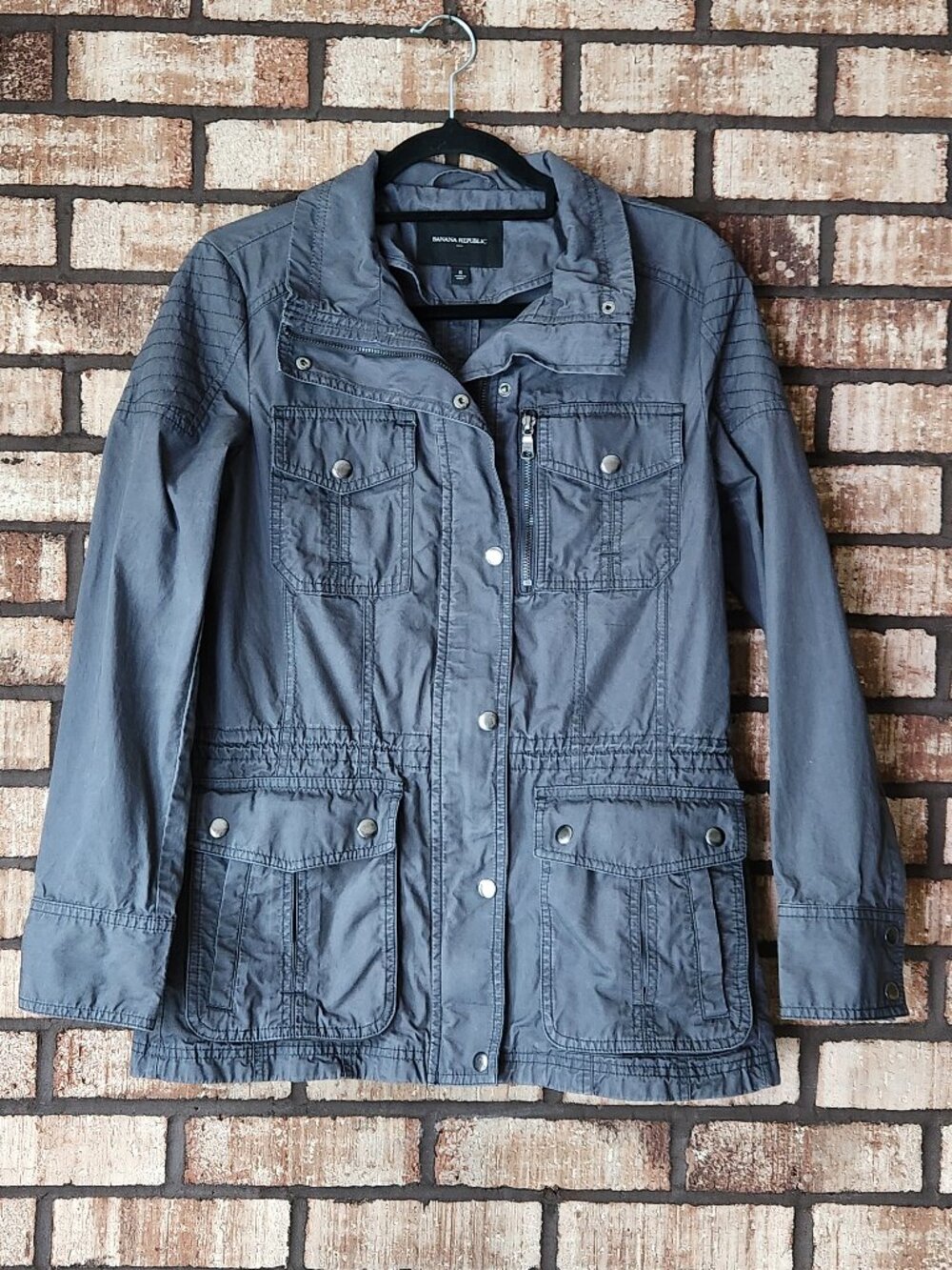 Banana Republic Cargo Jacket Slate Blue Zipper Front Size Small